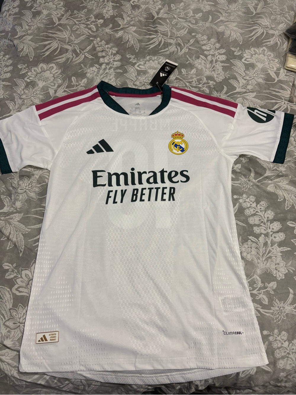 Real Madrid Kids Home Jersey - White with Pink & Green Accents